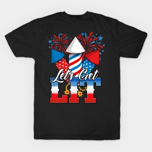 Lets Get Lit Patriotic 4th of July Party T-Shirt